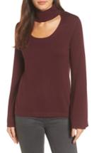 Petite Women's Vince Camuto Bell Sleeve Choker Neck Sweater P - Red
