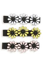Tasha Set Of 3 Enamel Daisy Hair Clips, Size - Black