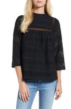 Women's Vineyard Vines Mock Neck Eyelet Top - Black
