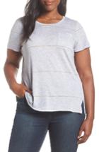 Women's Vince Camuto Stripe One-pocket Tee, Size - Grey