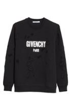 Men's Givenchy Destroyed Logo Sweatshirt, Size - Black