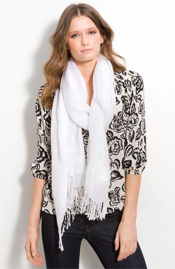 Nordstrom Linen Blend Scarf Womens White One Size