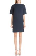 Women's Oscar De La Renta Bow Back Stretch Wool Shift Dress - Blue