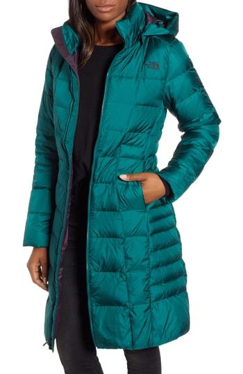 Women's The North Face Metropolis Ii Hooded Water Resistant Down Parka - Green