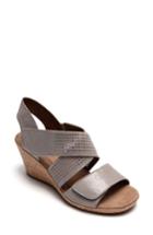 Women's Rockport Cobb Hill Janna Cross Strap Wedge Sandal M - Grey