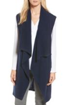 Women's Halogen Waterfall Drape Front Cashmere Vest, Size - Blue
