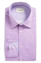 Men's Ted Baker London Carver Trim Fit Geometric Dress Shirt .5 32/33 - Purple