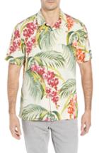 Men's Tommy Bahama Hana Lei Fronds Short Sleeve Silk Sport Shirt - White