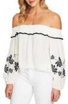 Women's Cece Off The Shoulder Embroidered Blouse - Ivory