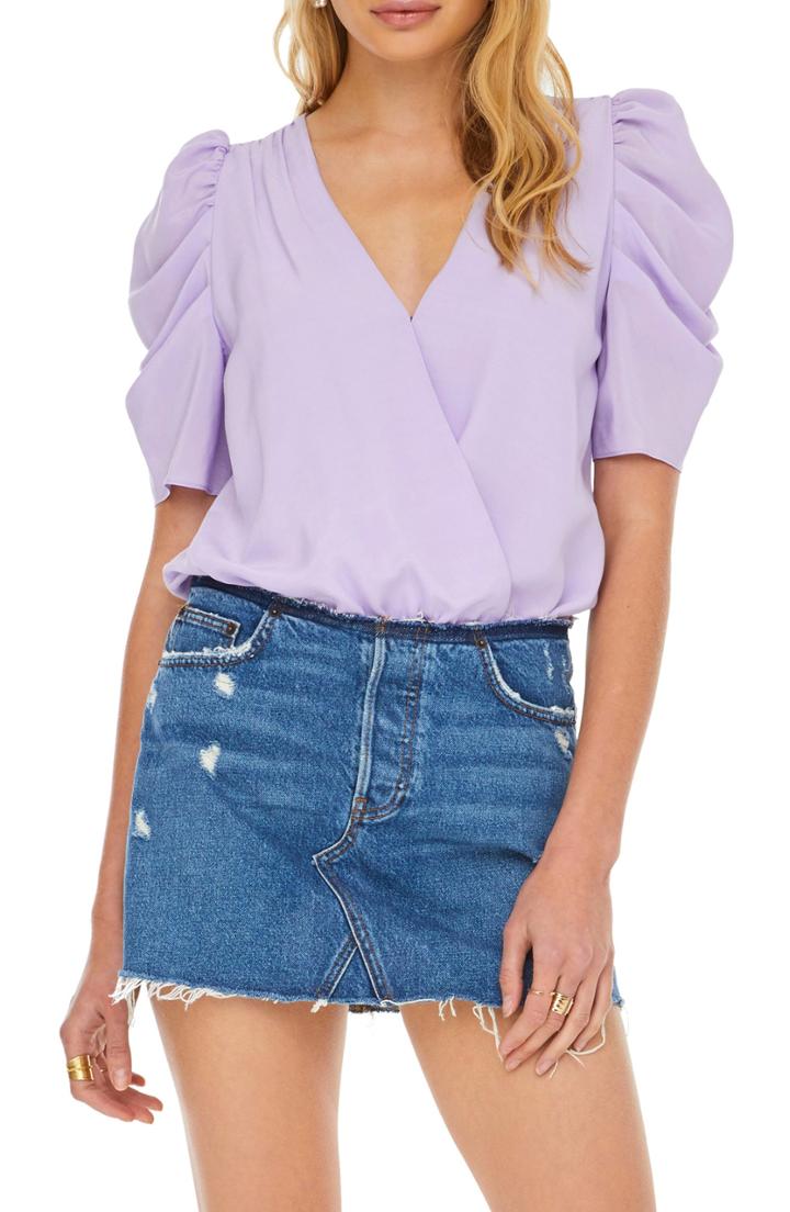 Women's Astr The Label Aspect Puff Sleeve Bodysuit - Purple