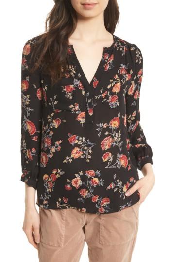 Women's Joie Brittin Floral Silk Top - Black