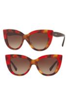 Women's Valentino 51mm Cat Eye Sunglasses - Tortoise Red