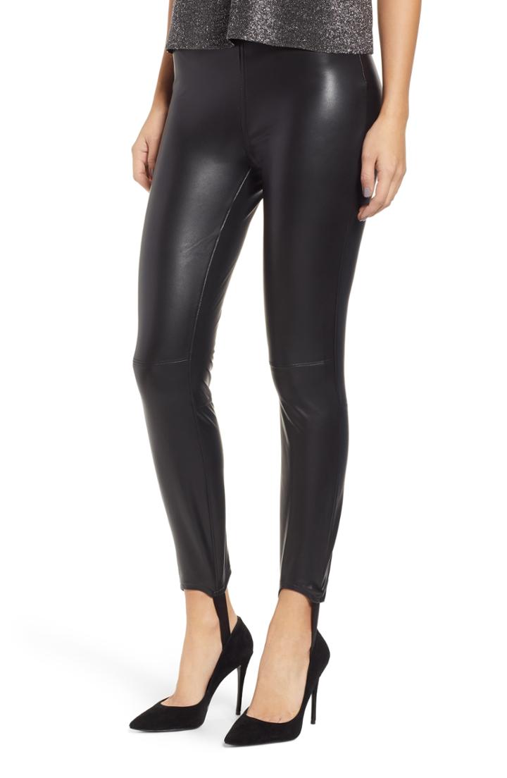 Women's Blanknyc Faux Leather Stirrup Leggings - Black