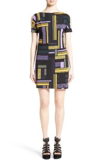 Women's Versace Collection Cold Shoulder Print Jersey Dress Us / 40 It - Purple