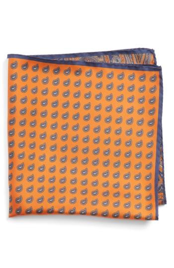 Men's Nordstrom Men's Shop Four Panel Silk Pocket Square, Size - Orange