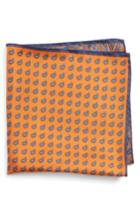 Men's Nordstrom Men's Shop Four Panel Silk Pocket Square, Size - Orange