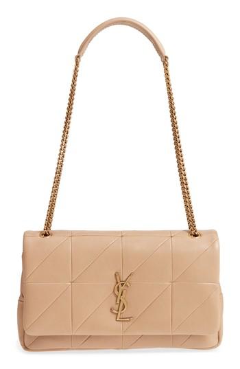 Saint Laurent Jamie Patchwork Leather Shoulder Bag - Beige