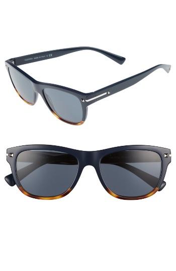 Women's Valentino 53mm Rectangle Sunglasses - Blue/ Havana