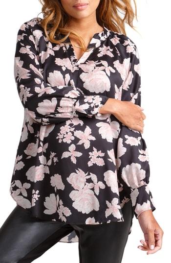 Women's Ingrid & Isabel Split Neck Maternity Top - Black