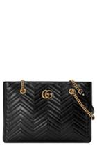 Gucci Gg Marmont 2.0 Matelasse Medium Leather East/west Tote Bag - Black