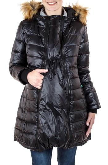 Women's Modern Eternity Quilted Maternity Parka - Black