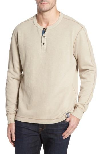 Men's Thaddeus Hans Long Sleeve Henley T-shirt - Beige