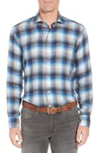 Men's Peter Millar Collection Bisti Regular Fit Plaid Linen Sport Shirt - Blue/green
