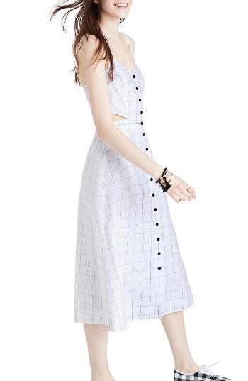 Women's Madewell Windowpane Cutout Midi Dress