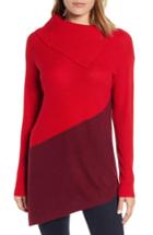 Women's Vince Camuto Asymmetrical Colorblock Cotton Blend Tunic Sweater - Red