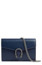 Women's Gucci Dionysus Leather Wallet On A Chain - Blue