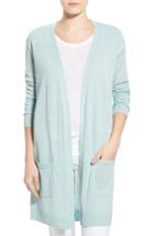 Petite Women's Halogen Long Linen Blend Cardigan P - Blue