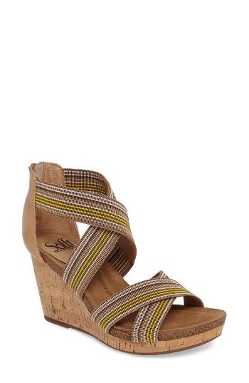 Women's Sofft Cary Cross Strap Wedge Sandal M - Beige