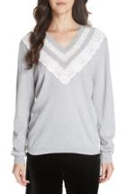 Women's Rebecca Taylor Striped Wool Cotton Blend Blouson Sleeve Sweater