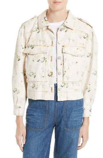 Women's Rebecca Taylor Floral Denim Jacket