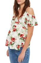 Women's Topshop Floral Wrap Maternity Blouse Us (fits Like 0-2) - Ivory