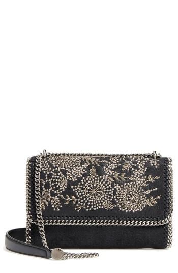 Stella Mccartney Beaded Flowers Shaggy Deer Flap Shoulder Bag -