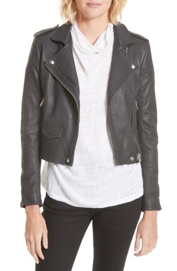 Women's Iro 'ashville' Lambskin Leather Moto Jacket Us / 40 Fr - Grey