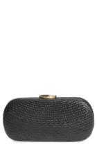 Nordstrom Woven Straw Minaudiere - Black