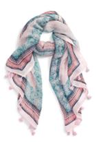 Women's Caslon Framed Waves Tassel Scarf, Size - Pink