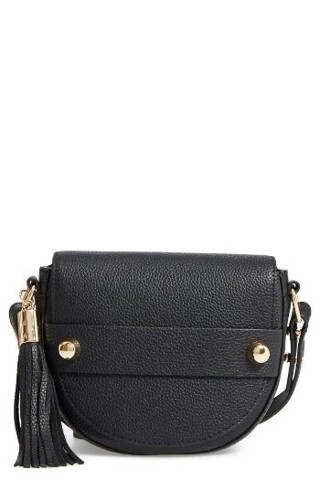 Milly Astor Leather Crossbody Saddle Bag - Black