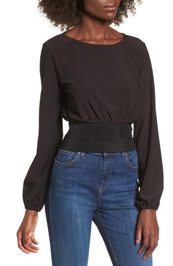 Women's Leith Blouson Banded Top - Black