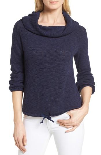 Petite Women's Caslon Convertible Off The Shoulder Pullover P - Blue
