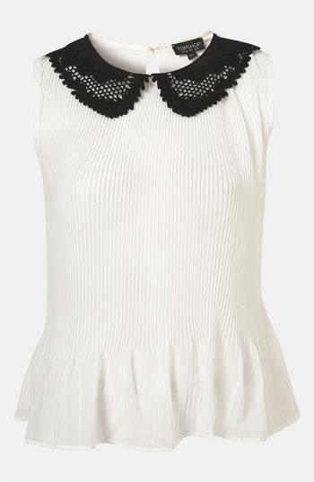 Topshop Doily Collar Peplum Top Ivory 10