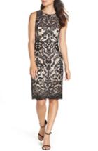 Women's Vince Camuto Embroidered Mesh Sheath Dress - Black