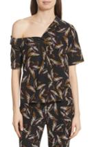Women's A.l.c. Josephine One Shoulder Print Silk Blouse - Black