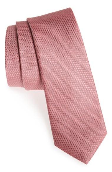 Men's Calibrate Seattle Textured Silk Tie, Size - Pink