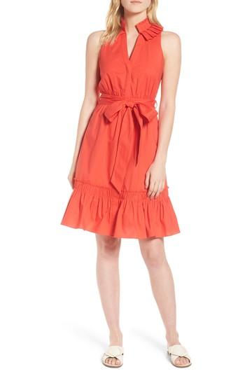 Women's 1901 Pleat Collar Shirtdress - Red