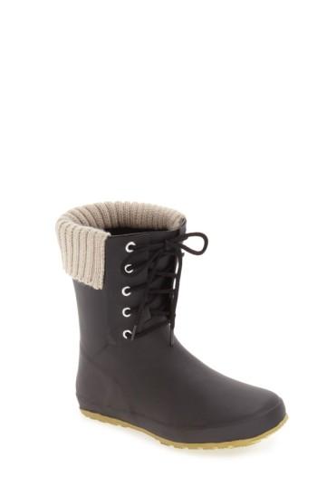 Women's Dav Lace-up Weatherproof Rain Boot M - Black