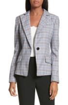 Women's Milly Check Suiting Belted Blazer - Blue