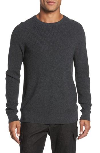 Men's French Connection Ribbed Crewneck Sweater, Size - Black